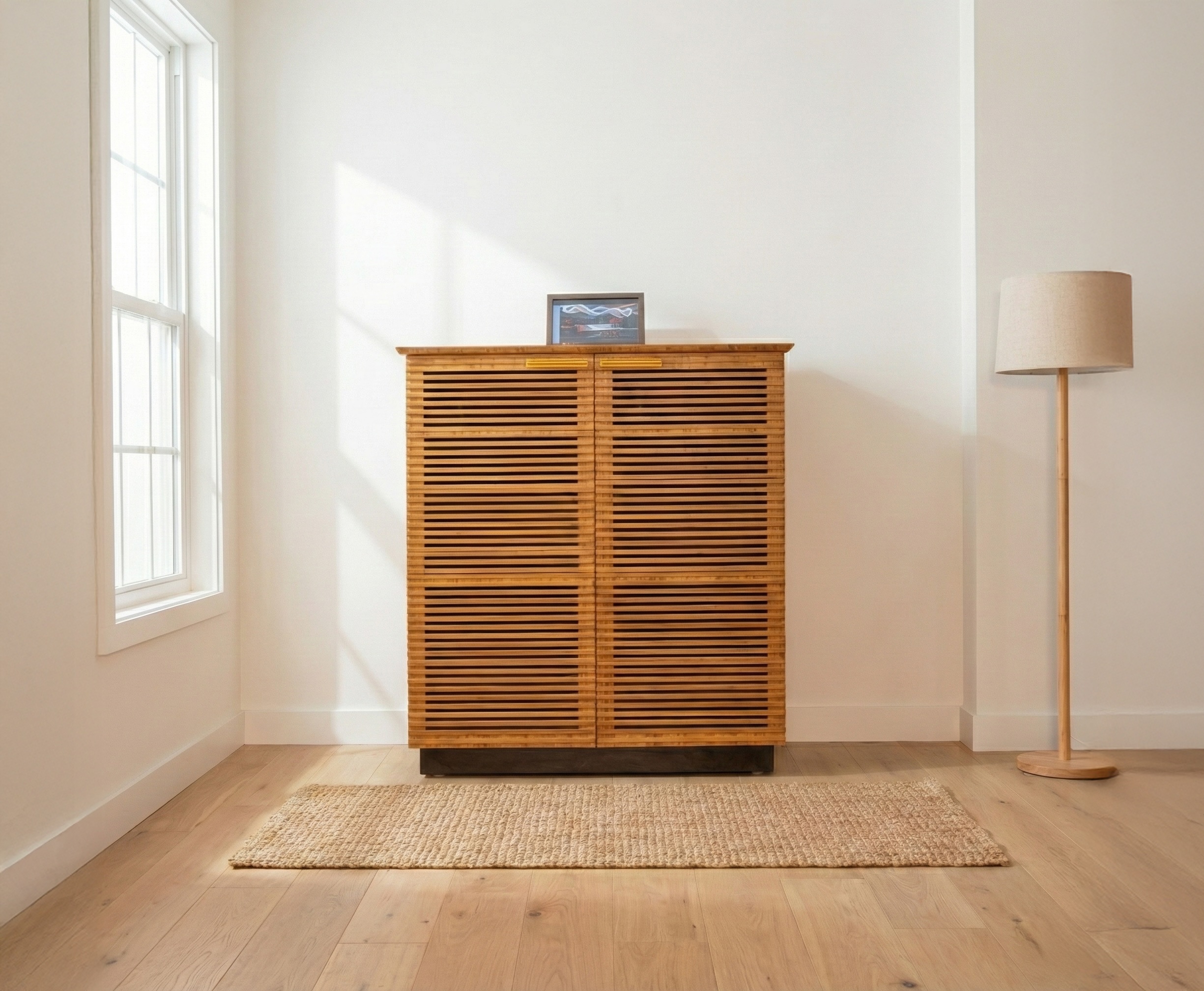 Barly cabinet — closed, in MOSO bamboo finish